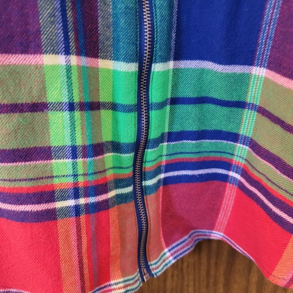 NWOT Chaps Ralph Lauren Plaid Zip Up Shacket Top Bold Colored Plaid Size Medium - Picture 15 of 16